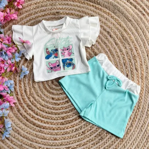 Conjunto Stitch Turquesa
