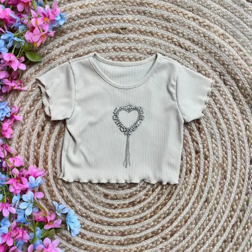 Camiseta Corazon Beige